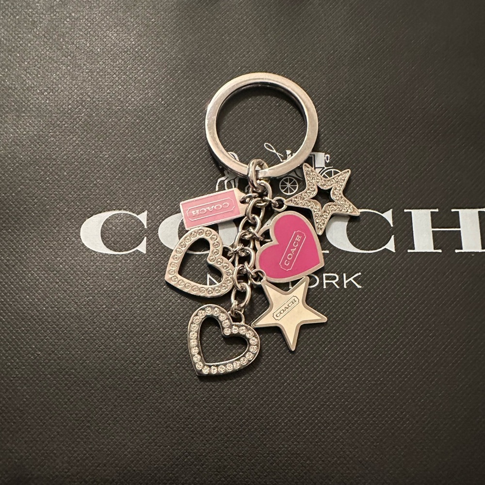 Coach Pink and Silver Heart Keychain - Picture 4 of 7